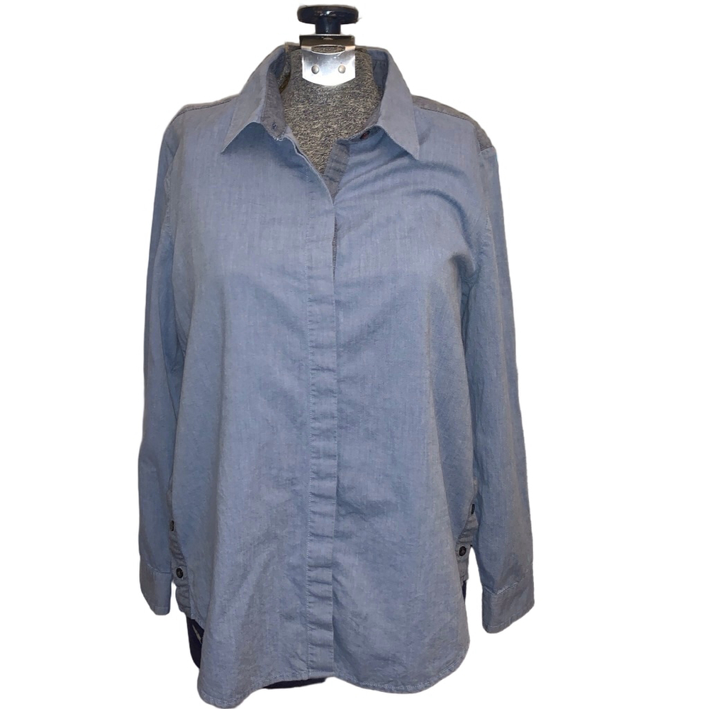 Women's Nautica Blue & Grey Button Down Shirt M